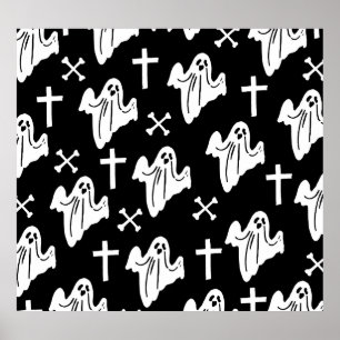 Halloween Hand getrokken patroon achtergrond Poster