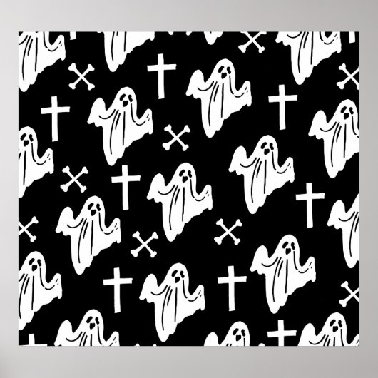 Halloween Hand getrokken patroon achtergrond Poster (Voorkant)