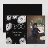 Halloween Hand Lettering Chalk Ghost-fotokaart Feestdagenkaart (Voorkant / Achterkant)