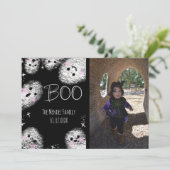 Halloween Hand Lettering Chalk Ghost-fotokaart Feestdagenkaart (Staand voorkant)