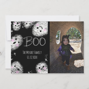 Halloween Hand Lettering Chalk Ghost-fotokaart Feestdagenkaart