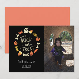 Halloween handlettering krijt fotokaart feestdagenkaart