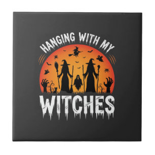 Halloween Hangen Met Mijn Heksen Antieke Maan Tegeltje