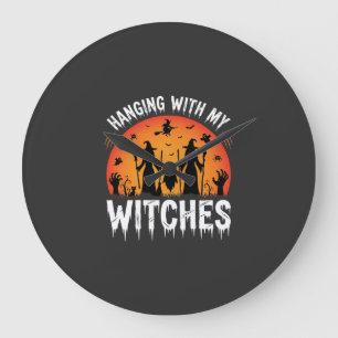 Halloween Hangen Met Mijn Heksen Oude Maan Grote Klok