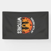 Halloween Hangen Met Mijn Heksen Oude Maan Spandoek (Horizontaal)