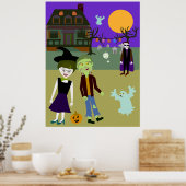 Halloween Hangout Fun Cartoon Art Design Poster (Keuken)