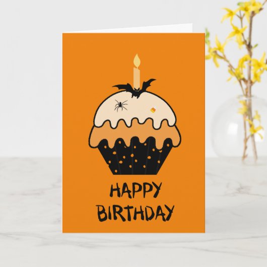 Halloween Happy Birthday Kaart (Gele Bloem)