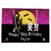 Halloween Happy Birthday Mummy Dark Pink Groot Cadeauzakje (Achterkant)