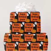 Halloween Happy Birthday Persoonlijke naam pompoen Cadeaupapier