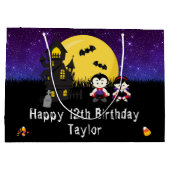 Halloween Happy Birthday Vampires Dark Paars Groot Cadeauzakje (Achterkant)