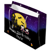 Halloween Happy Birthday Vampires Dark Paars Groot Cadeauzakje (Voorkant Gekanteld)