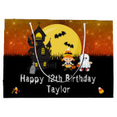 Halloween Happy Birthday Witch Ghost Dark Oranje Groot Cadeauzakje (Achterkant)