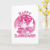 Halloween Happy Flamingbetween Flamingo Waterverf Kaart (Gele Bloem)