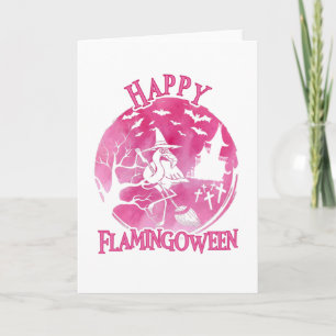 Halloween Happy Flamingbetween Flamingo Waterverf Kaart