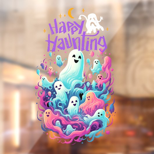 Halloween Happy Ghost Raamsticker (Vel 2)