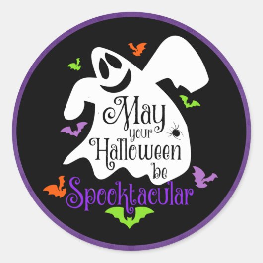 Halloween - Happy Ghost Spooktacular Ronde Sticker (Voorkant)