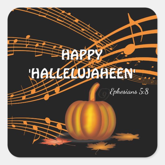 Halloween | HAPPY HALLELUJAHEEN | Pompoen Vierkante Sticker (Voorkant)
