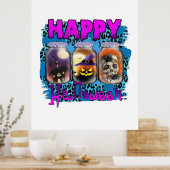 Halloween Happy Halloween Birthday Poster (Keuken)
