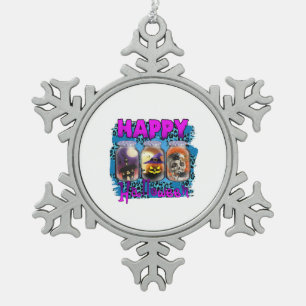 Halloween Happy Halloween Birthday Tin Sneeuwvlok Ornament