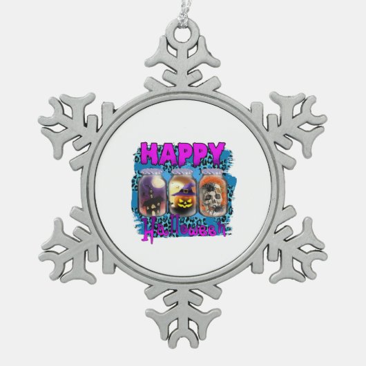 Halloween Happy Halloween Birthday Tin Sneeuwvlok Ornament (Voorkant)