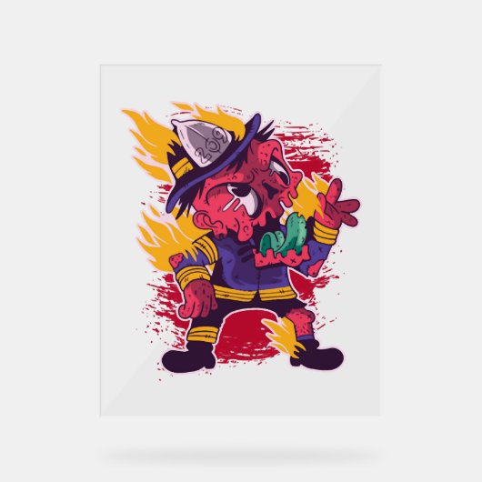 Halloween Happy Halloween brandweerkostuum Acryl Bord (Voorkant)