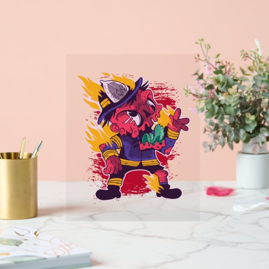 Halloween Happy Halloween brandweerkostuum Acryl Bord (Huwelijk)