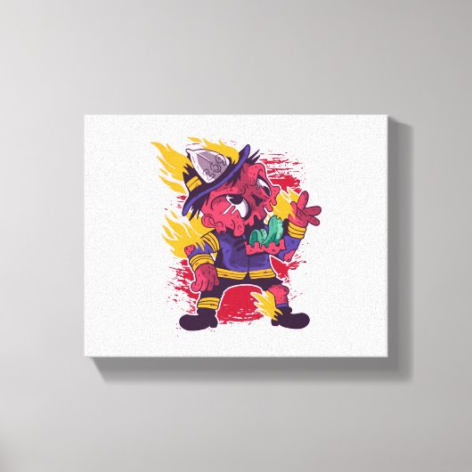 Halloween Happy Halloween brandweerkostuum Canvas Afdruk (Voorkant)