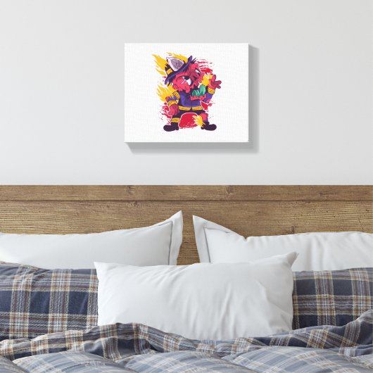 Halloween Happy Halloween brandweerkostuum Canvas Afdruk (Insitu (Slaapkamer))