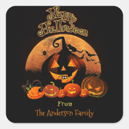 Halloween - Happy Halloween Pumpkins Vierkante Sticker