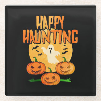 Halloween Happy Haunting Glazen Onderzetter