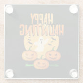 Halloween Happy Haunting Glazen Onderzetter (Achterkant)
