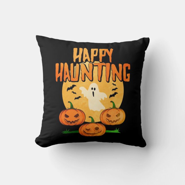 Halloween Happy Haunting Kussen (Voorkant)