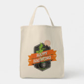 Halloween Happy Haunting met heks op de kamer Tote Bag (Achterkant)