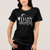 Halloween Happy Haunting Owl Sterrennacht Tri-Blend Shirt (Voorkant)