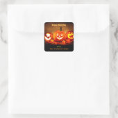 Halloween - Happy Haunting Pumpkins Vierkante Sticker (Tas)