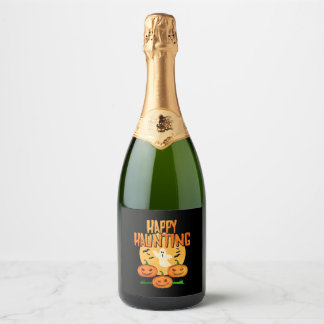 Halloween Happy Haunting Sparkling Wijnetiket