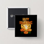 Halloween Happy Haunting Vierkante Button 5,1 Cm (Voorkant /achterkant)