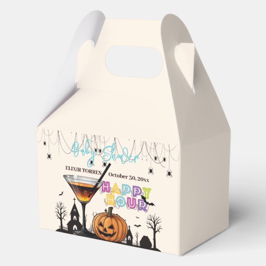 Halloween Happy Hour Pumpkin Cocktail Baby shower Bedankdoosjes (Voorkant)