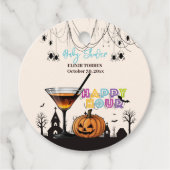 Halloween Happy Hour Pumpkin Cocktail Baby shower Bedankjes Labels (Voorkant)