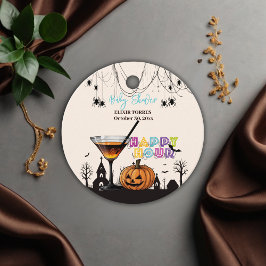 Halloween Happy Hour Pumpkin Cocktail Baby shower Bedankjes Labels