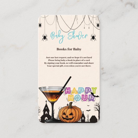 Halloween Happy Hour Pumpkin Cocktail Baby shower Informatiekaartje (Voorkant)