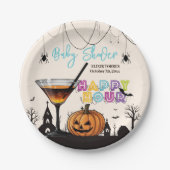 Halloween Happy Hour Pumpkin Cocktail Baby shower Papieren Bordje (Voorkant)