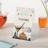 Halloween Happy Hour Pumpkin Cocktail Baby shower Reclamebord Met Voetstuk (Insitu)