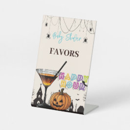 Halloween Happy Hour Pumpkin Cocktail Baby shower Reclamebord Met Voetstuk
