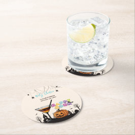 Halloween Happy Hour Pumpkin Cocktail Baby shower Ronde Kartonnen Onderzetter