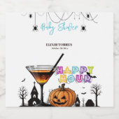 Halloween Happy Hour Pumpkin Cocktail Baby shower Sparkling Wijnetiket (Enkel label)