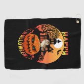 Halloween Happy Pumpkin Halloween Golfhanddoek (Horizontaal)