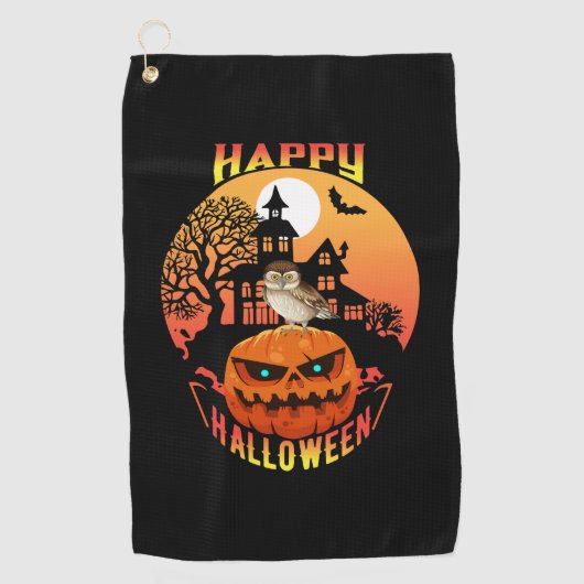 Halloween Happy Pumpkin Halloween Golfhanddoek (Voorkant)