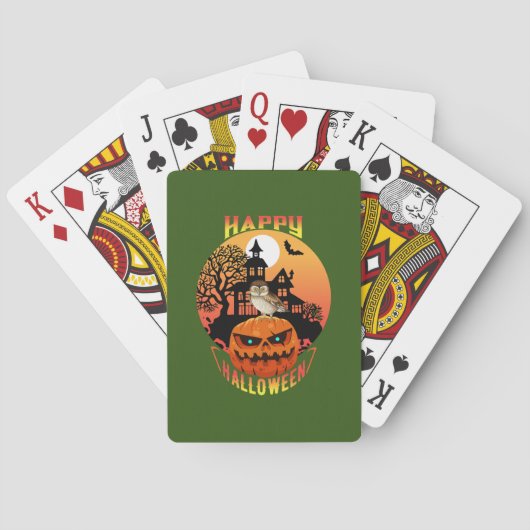 Halloween Happy Pumpkin Halloween Pokerkaarten (Achterkant)
