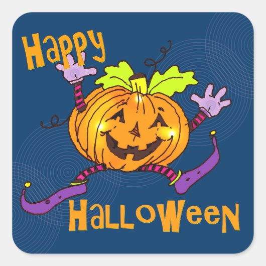 Halloween Happy Pumpkin Vierkante Sticker (Voorkant)